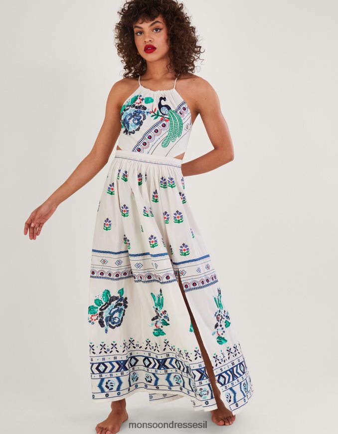 הַלבָּשָׁה Monsoon שמלת מקסי רקומה של אנג'לינה שֶׁנהָב נשים HTJ0TZ655