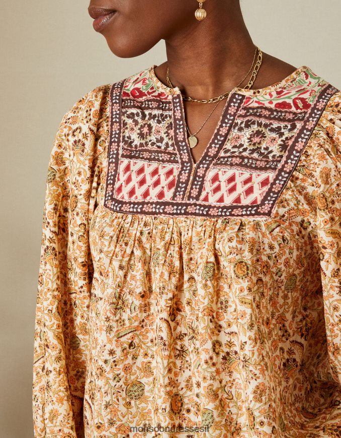 הַלבָּשָׁה Monsoon חלק עליון מעוטר ביב פרימיום בוהו טִבעִי נשים HTJ0TZ657