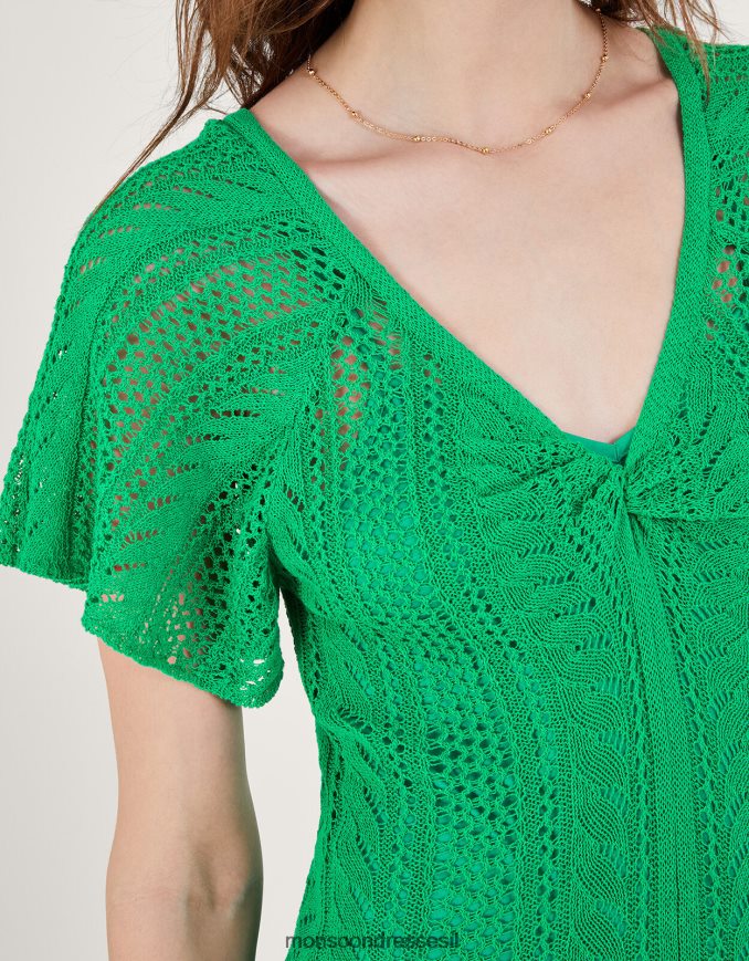 הַלבָּשָׁה Monsoon שמלת תפר פוינטל עם שרוול מלאך עם כותנה בת קיימא ירוק נשים HTJ0TZ662