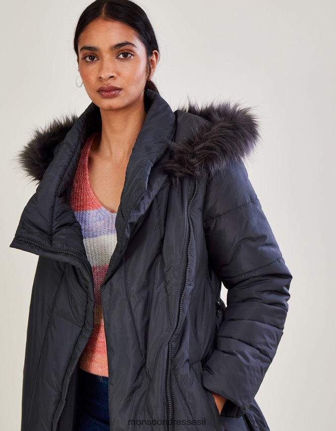 הַלבָּשָׁה Monsoon מעיל מרופד בתפר אנכי של ורה עם פוליאסטר ממוחזר אפור (פחם) נשים HTJ0TZ665