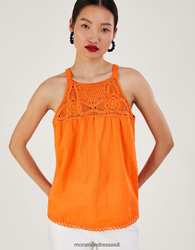 הַלבָּשָׁה Monsoon חלק עליון עם צווארון סרוג תפוז נשים HTJ0TZ678