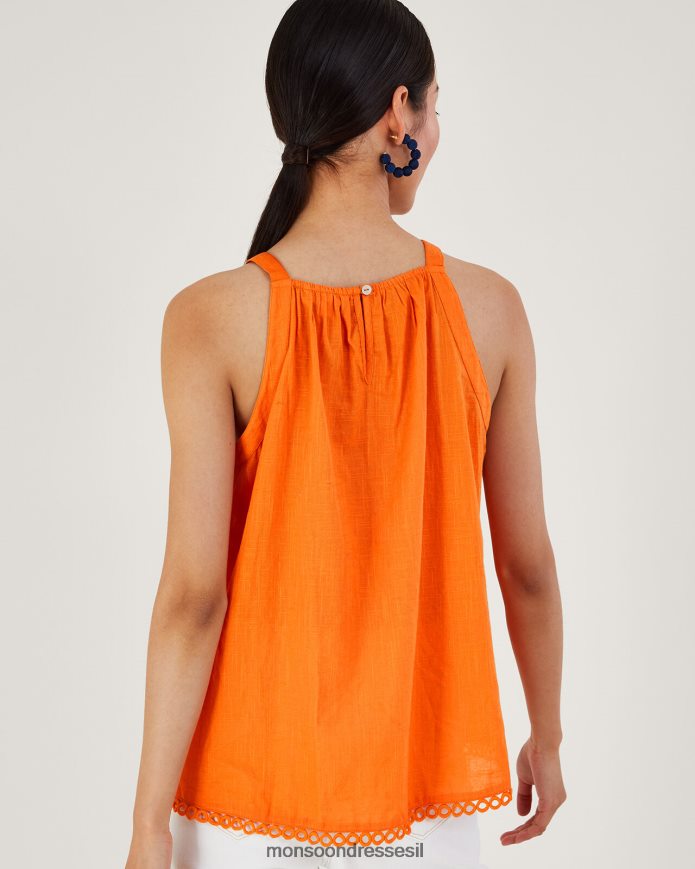 הַלבָּשָׁה Monsoon חלק עליון עם צווארון סרוג תפוז נשים HTJ0TZ678