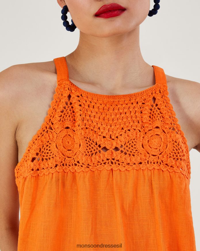 הַלבָּשָׁה Monsoon חלק עליון עם צווארון סרוג תפוז נשים HTJ0TZ678