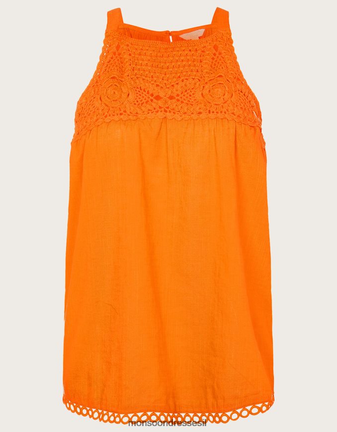 הַלבָּשָׁה Monsoon חלק עליון עם צווארון סרוג תפוז נשים HTJ0TZ678