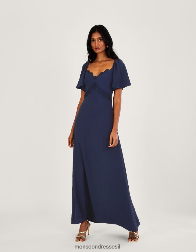 הַלבָּשָׁה Monsoon שמלת מקסי קרפ של שרלוט כחול (צי) נשים HTJ0TZ683