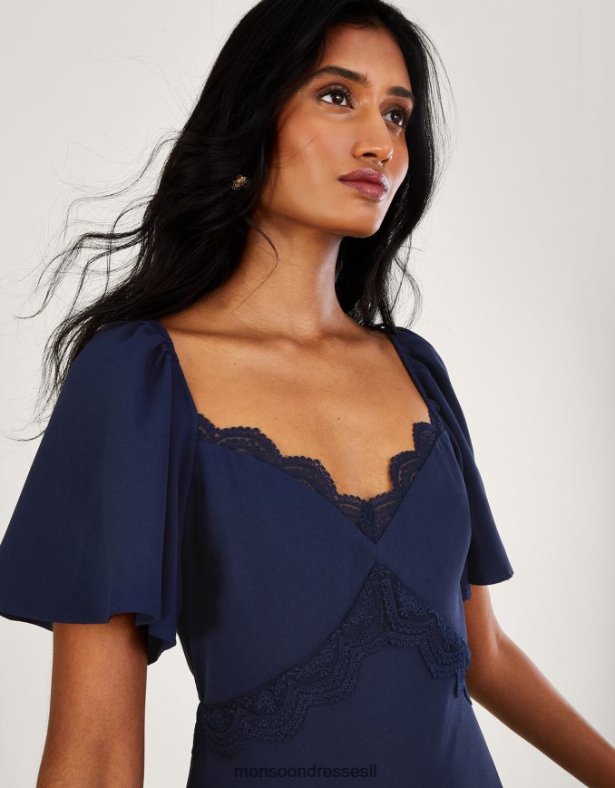 הַלבָּשָׁה Monsoon שמלת מקסי קרפ של שרלוט כחול (צי) נשים HTJ0TZ683