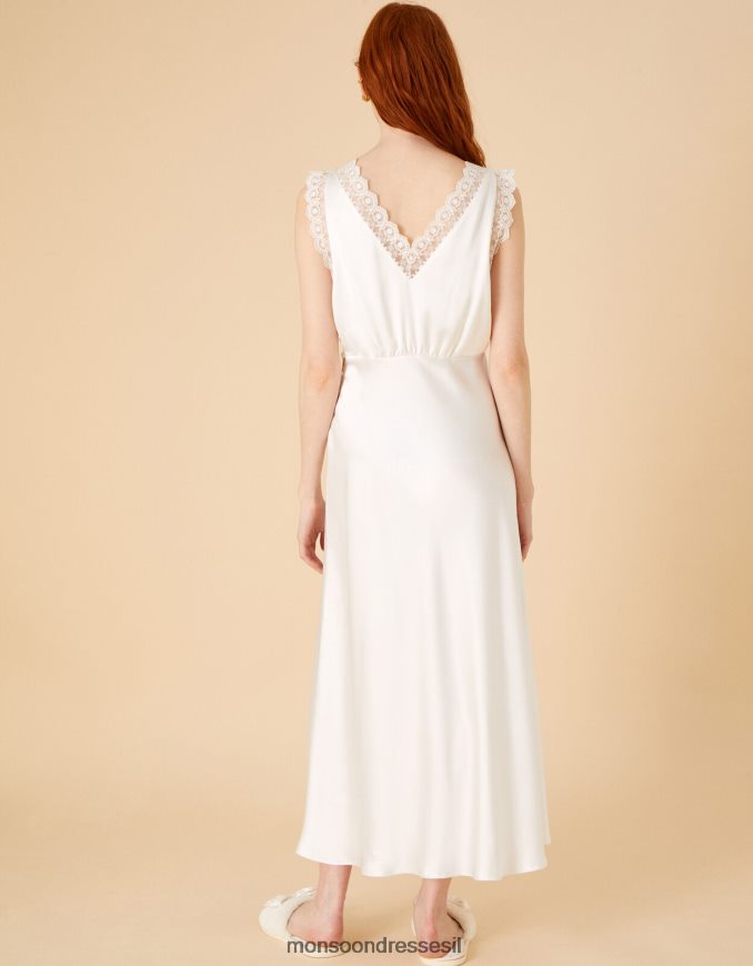 הַלבָּשָׁה Monsoon שמלת לילה סאטן תחרה כלה פרימיום שֶׁנהָב נשים HTJ0TZ689