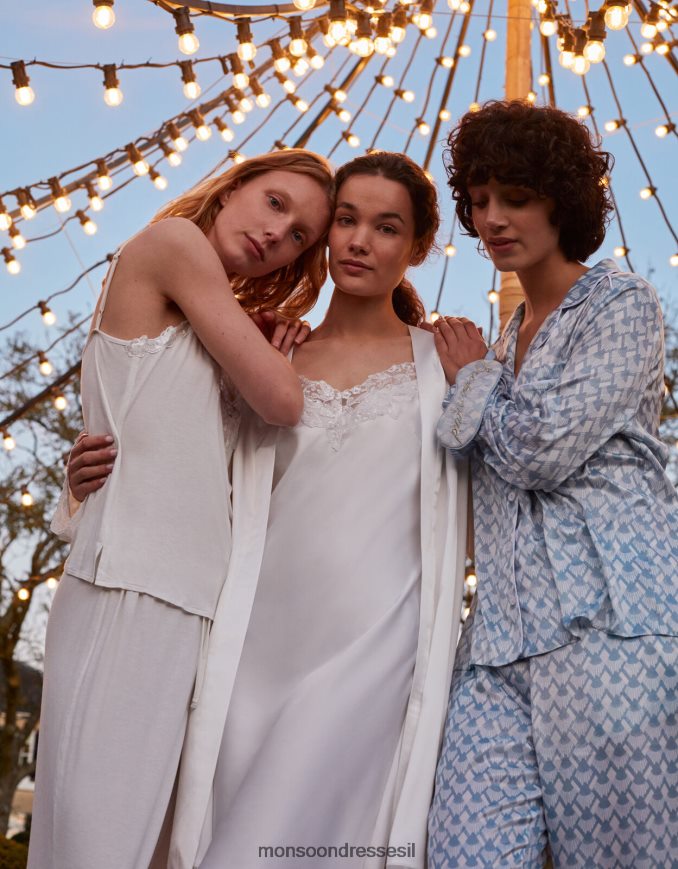 הַלבָּשָׁה Monsoon שמלת לילה סאטן תחרה כלה פרימיום שֶׁנהָב נשים HTJ0TZ689