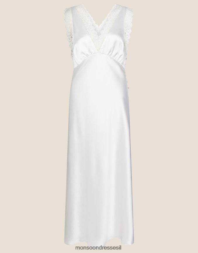 הַלבָּשָׁה Monsoon שמלת לילה סאטן תחרה כלה פרימיום שֶׁנהָב נשים HTJ0TZ689