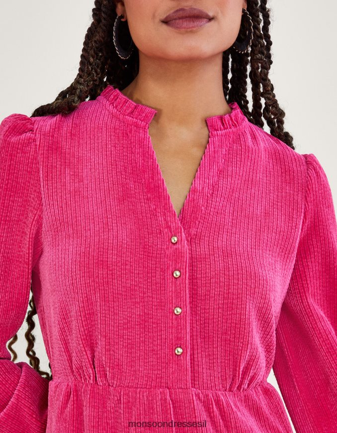 הַלבָּשָׁה Monsoon שמלה מכופתרת בחבל וָרוֹד נשים HTJ0TZ68