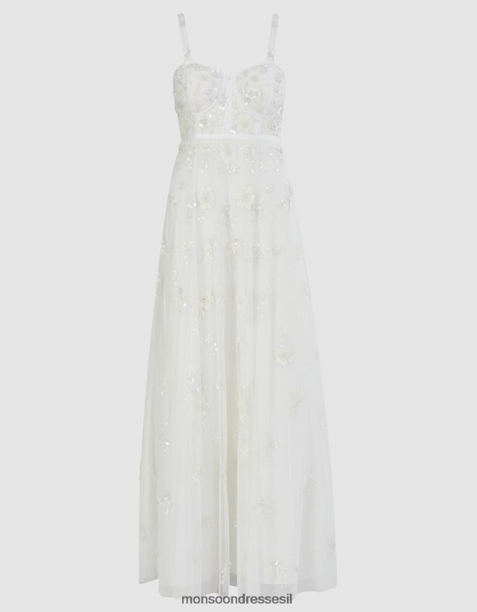 הַלבָּשָׁה Monsoon שמלת כלה מעוטרת קרוליין שֶׁנהָב נשים HTJ0TZ695