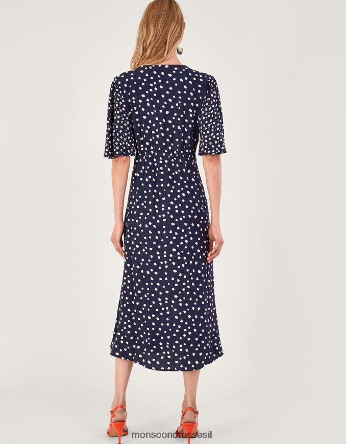 הַלבָּשָׁה Monsoon שמלת תה רקומה של רורי כחול (צי) נשים HTJ0TZ696