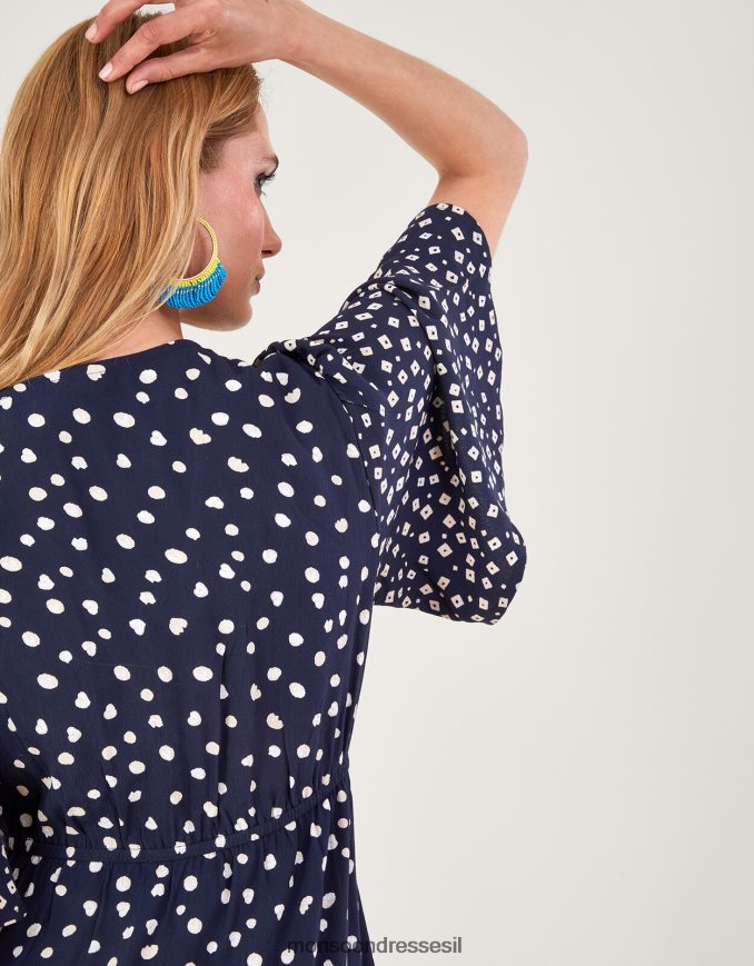 הַלבָּשָׁה Monsoon שמלת תה רקומה של רורי כחול (צי) נשים HTJ0TZ696