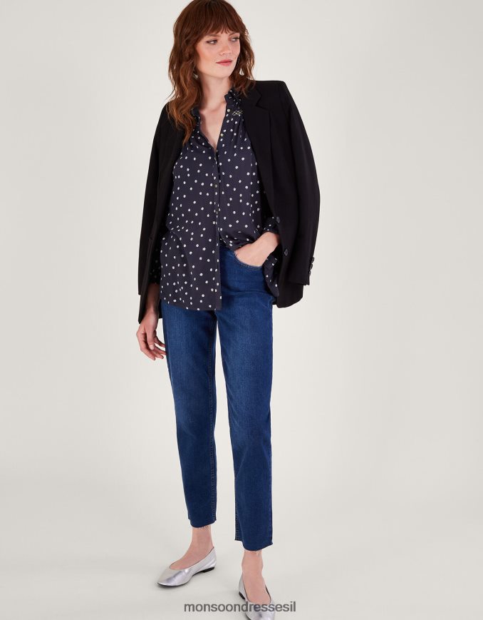 הַלבָּשָׁה Monsoon חולצה נקודתית כחול (צי) נשים HTJ0TZ69