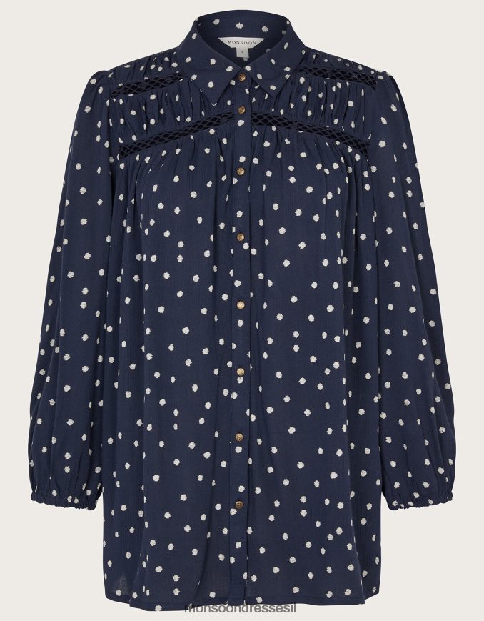 הַלבָּשָׁה Monsoon חולצה נקודתית כחול (צי) נשים HTJ0TZ69