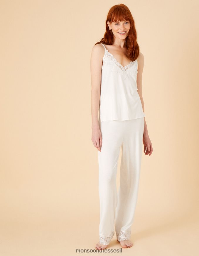 הַלבָּשָׁה Monsoon סט פיג'מות תחרה לכלה שֶׁנהָב נשים HTJ0TZ702