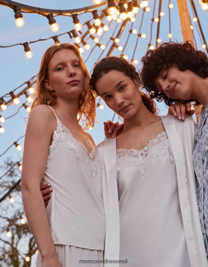 הַלבָּשָׁה Monsoon סט פיג'מות תחרה לכלה שֶׁנהָב נשים HTJ0TZ702