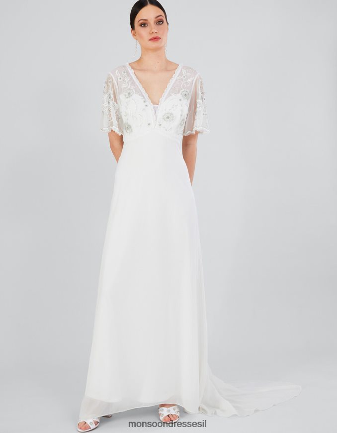 הַלבָּשָׁה Monsoon שמלת כלה רקומה של ליז שֶׁנהָב נשים HTJ0TZ704