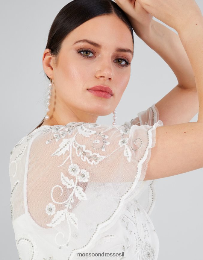 הַלבָּשָׁה Monsoon שמלת כלה רקומה של ליז שֶׁנהָב נשים HTJ0TZ704