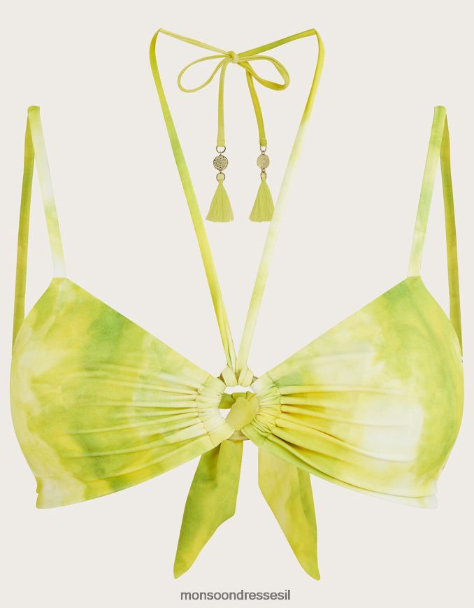 הַלבָּשָׁה Monsoon חולצת ביקיני עם הדפס צבע עניבה צהוב נשים HTJ0TZ707