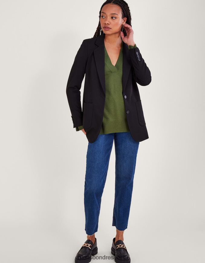 הַלבָּשָׁה Monsoon מגשר צמר צווארון ירוק נשים HTJ0TZ70