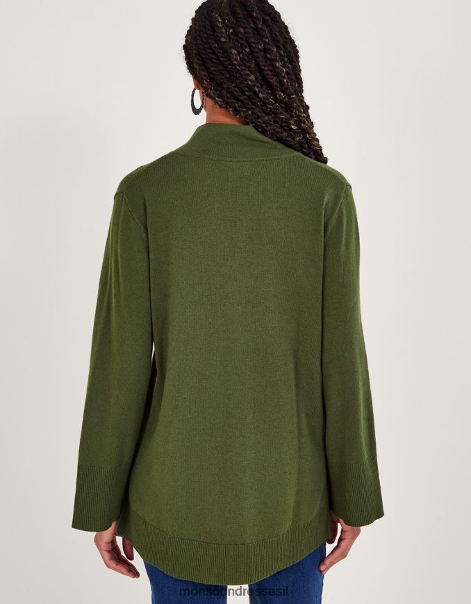 הַלבָּשָׁה Monsoon מגשר צמר צווארון ירוק נשים HTJ0TZ70