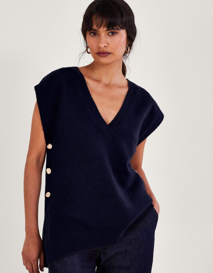 הַלבָּשָׁה Monsoon כפתור בילי צד טבורד כחול (צי) נשים HTJ0TZ71