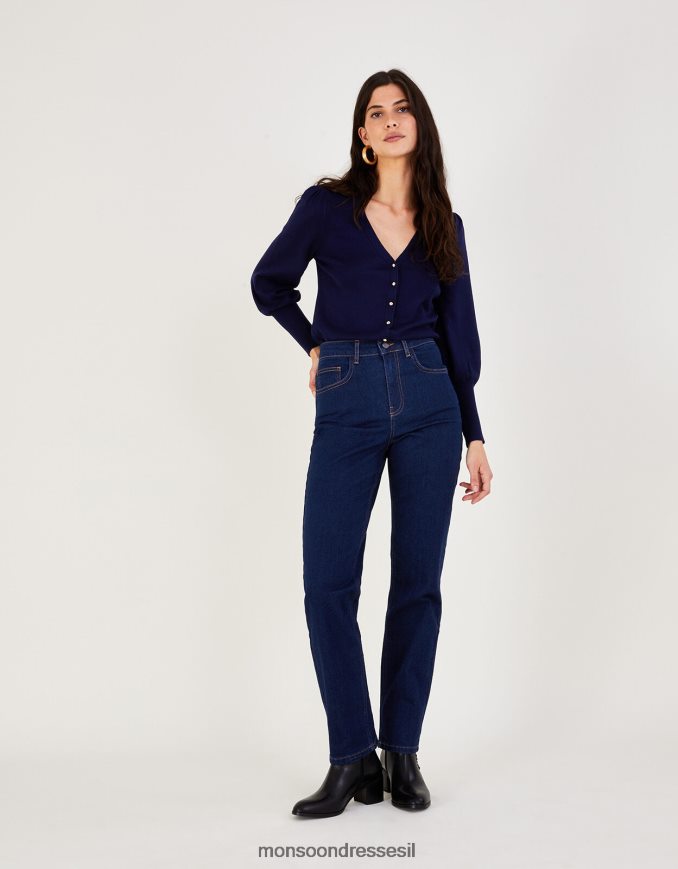 הַלבָּשָׁה Monsoon ג'ינס ג'ינס ישר בגזרה גבוהה כחול (אינדיגו) נשים HTJ0TZ713
