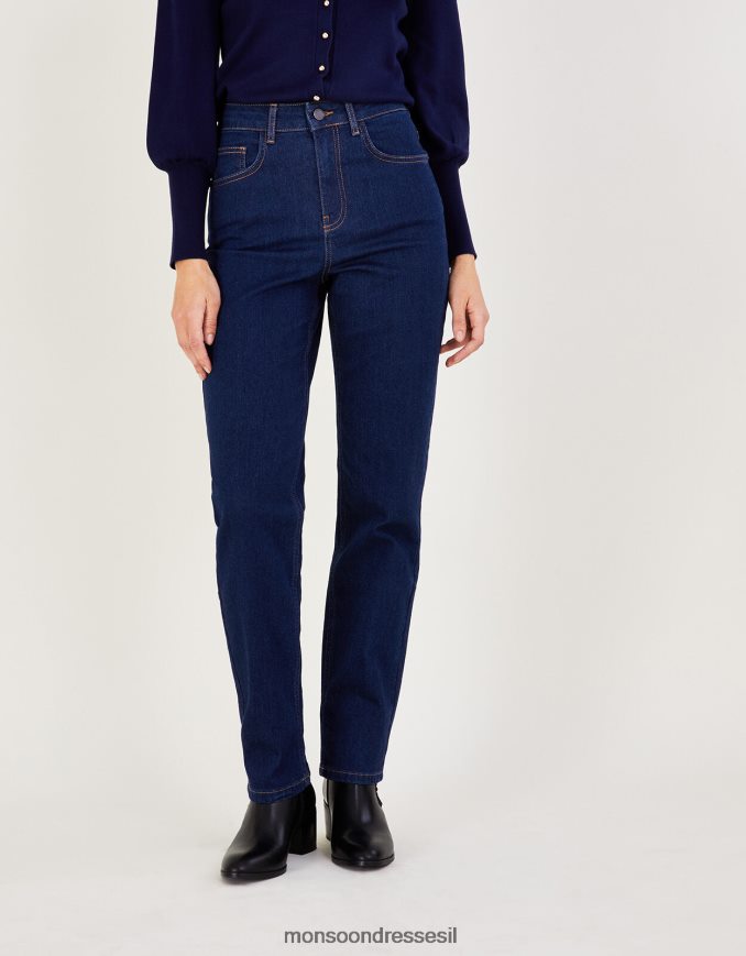 הַלבָּשָׁה Monsoon ג'ינס ג'ינס ישר בגזרה גבוהה כחול (אינדיגו) נשים HTJ0TZ713