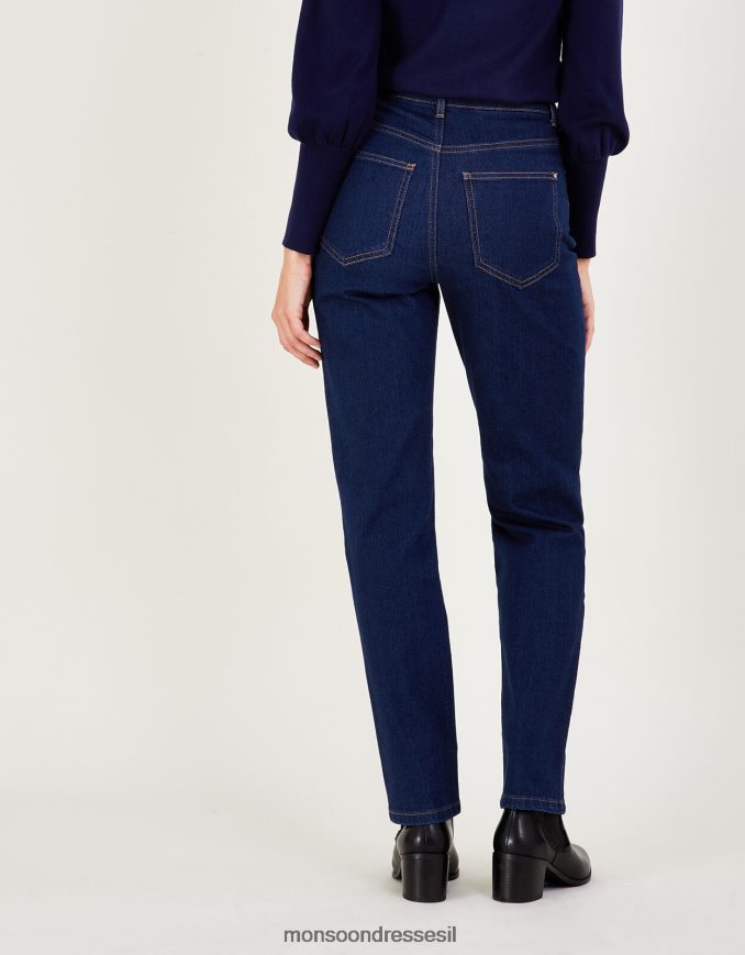 הַלבָּשָׁה Monsoon ג'ינס ג'ינס ישר בגזרה גבוהה כחול (אינדיגו) נשים HTJ0TZ713