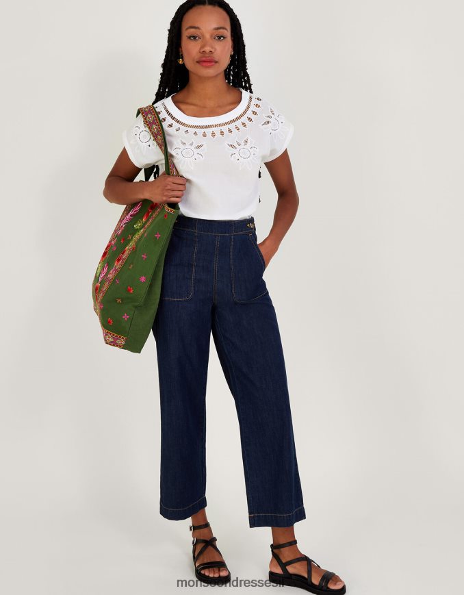 הַלבָּשָׁה Monsoon חולצת טריקו פרחונית בגזרה שֶׁנהָב נשים HTJ0TZ714