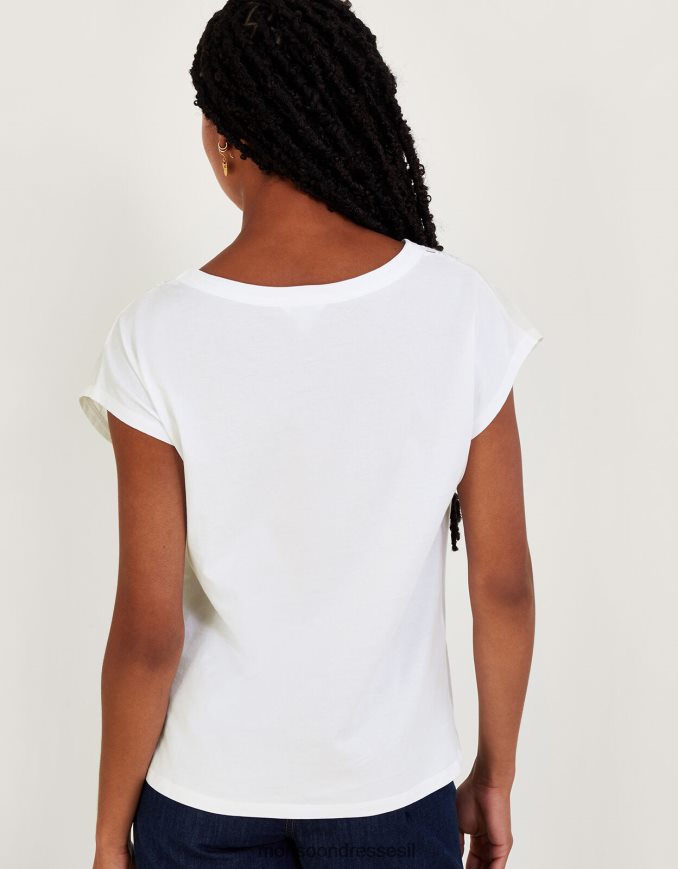 הַלבָּשָׁה Monsoon חולצת טריקו פרחונית בגזרה שֶׁנהָב נשים HTJ0TZ714