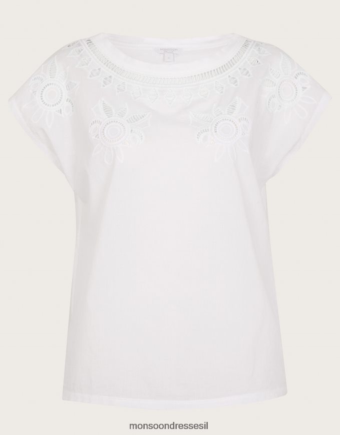 הַלבָּשָׁה Monsoon חולצת טריקו פרחונית בגזרה שֶׁנהָב נשים HTJ0TZ714