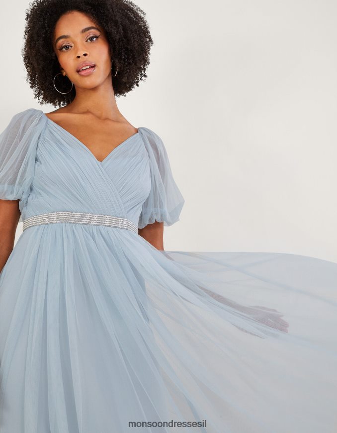 הַלבָּשָׁה Monsoon שמלת מקסי רשת מגאן מפוליאסטר ממוחזר ענן נשים HTJ0TZ715