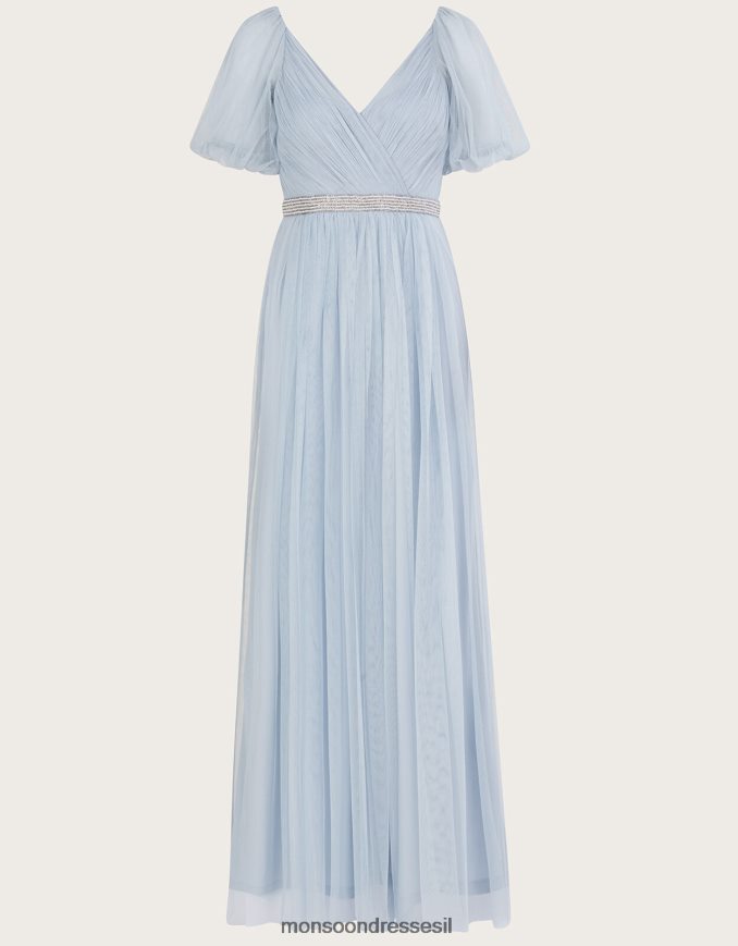 הַלבָּשָׁה Monsoon שמלת מקסי רשת מגאן מפוליאסטר ממוחזר ענן נשים HTJ0TZ715