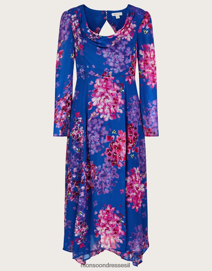 הַלבָּשָׁה Monsoon שמלת מכפלת אוונה פרחונית בוויסקוזה בת קיימא כְּחוֹל נשים HTJ0TZ718