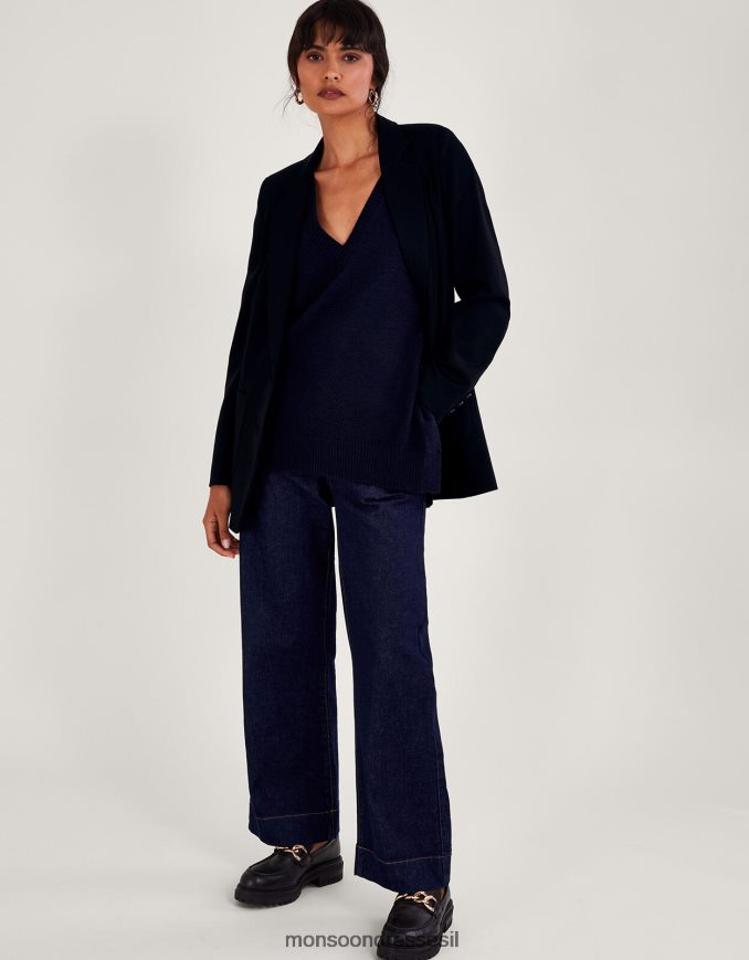 הַלבָּשָׁה Monsoon כפתור בילי צד טבורד כחול (צי) נשים HTJ0TZ71