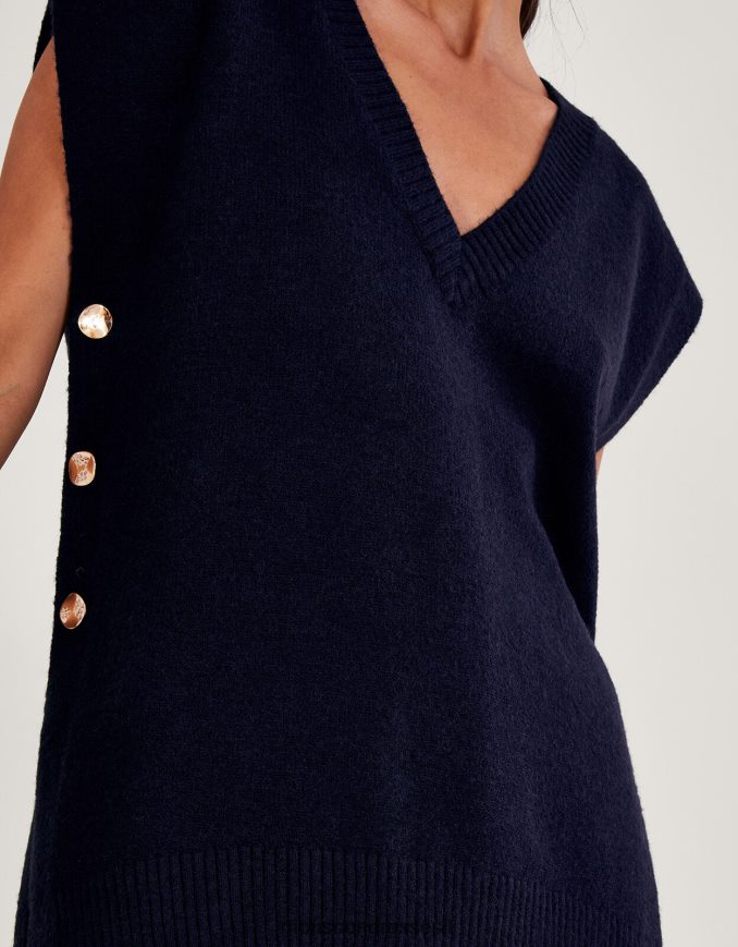 הַלבָּשָׁה Monsoon כפתור בילי צד טבורד כחול (צי) נשים HTJ0TZ71