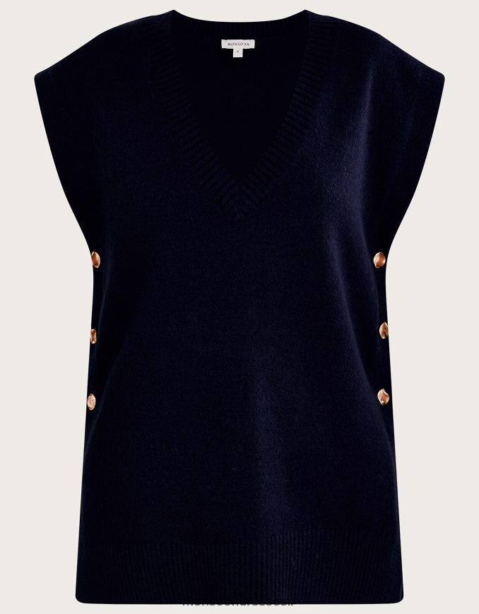 הַלבָּשָׁה Monsoon כפתור בילי צד טבורד כחול (צי) נשים HTJ0TZ71