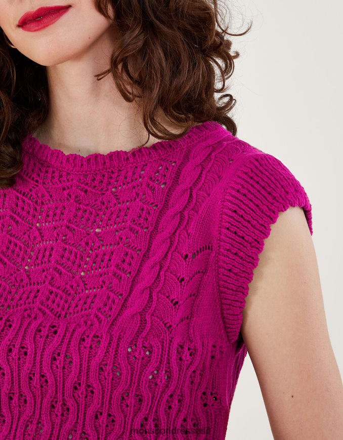 הַלבָּשָׁה Monsoon אפוד סרוג פוינטל רב תפרים וָרוֹד נשים HTJ0TZ720