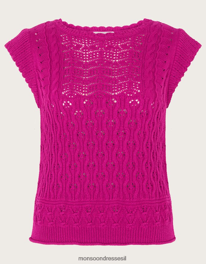 הַלבָּשָׁה Monsoon אפוד סרוג פוינטל רב תפרים וָרוֹד נשים HTJ0TZ720