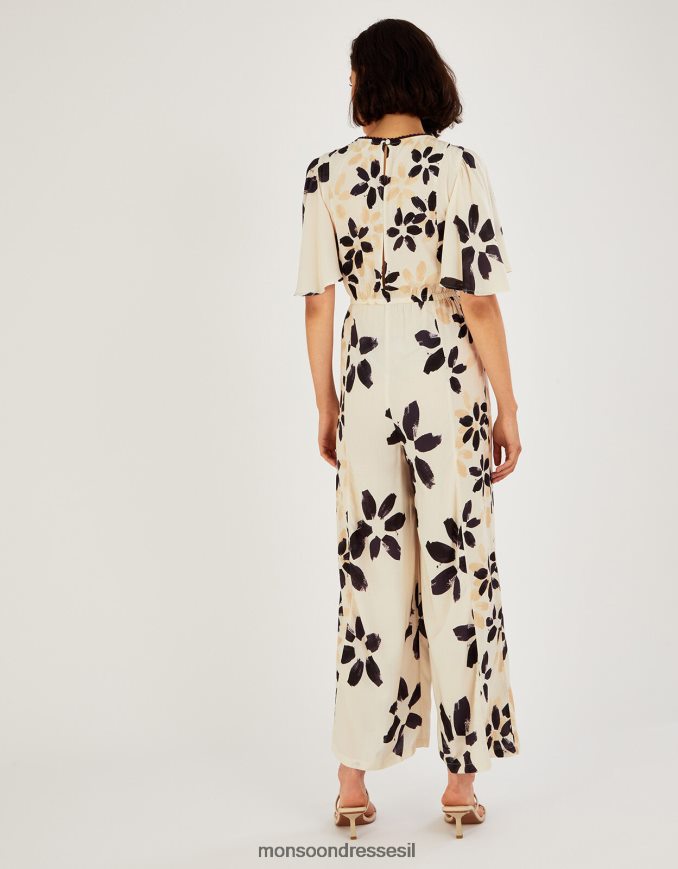 הַלבָּשָׁה Monsoon סרבל רקום בהדפס פרחים מופשט שֶׁנהָב נשים HTJ0TZ726