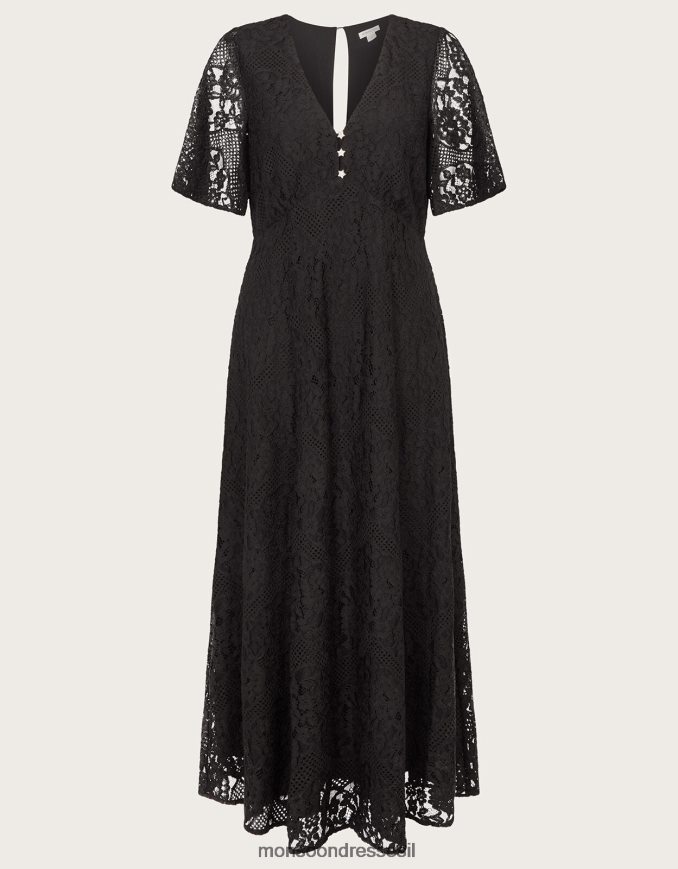 הַלבָּשָׁה Monsoon שמלת תה תחרה לוצ'יה שָׁחוֹר נשים HTJ0TZ72