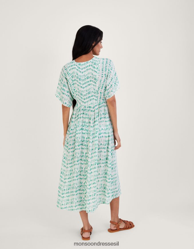 הַלבָּשָׁה Monsoon שמלת קפטן מחוך עם הדפס עניבה כחול (טורקיז) נשים HTJ0TZ733