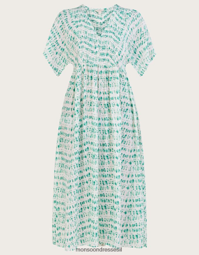 הַלבָּשָׁה Monsoon שמלת קפטן מחוך עם הדפס עניבה כחול (טורקיז) נשים HTJ0TZ733