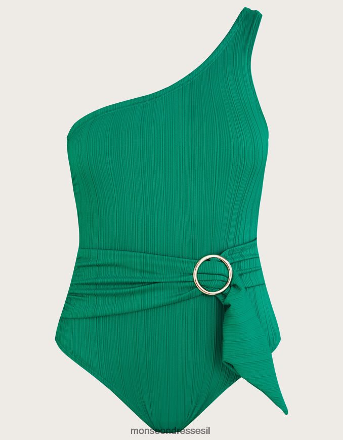 הַלבָּשָׁה Monsoon בגד ים בעל מרקם עם אבזם של כתף אחת ירוק נשים HTJ0TZ747