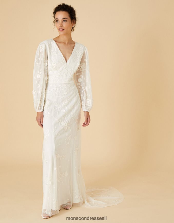 הַלבָּשָׁה Monsoon שמלת מקסי לכלה עם שרוול ארוך של ג'ניפר שֶׁנהָב נשים HTJ0TZ748