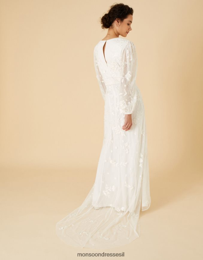 הַלבָּשָׁה Monsoon שמלת מקסי לכלה עם שרוול ארוך של ג'ניפר שֶׁנהָב נשים HTJ0TZ748