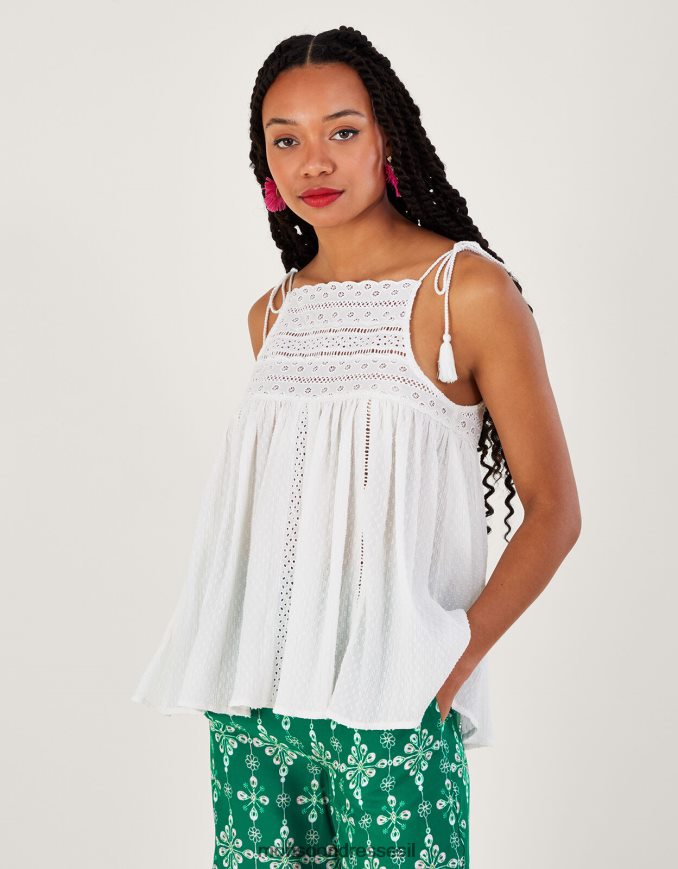 הַלבָּשָׁה Monsoon עצרת קמייה עם צוואר גבוה לבן נשים HTJ0TZ75