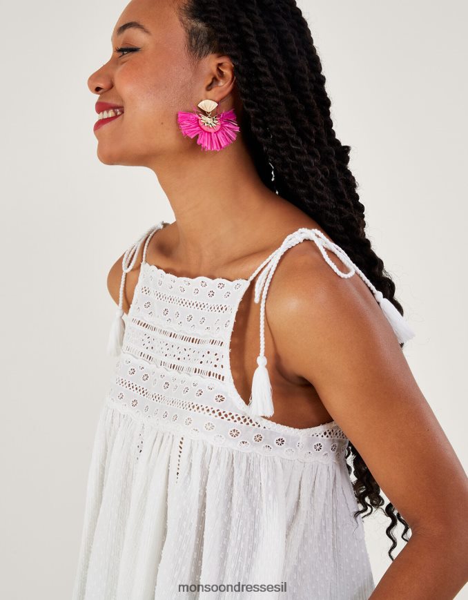 הַלבָּשָׁה Monsoon עצרת קמייה עם צוואר גבוה לבן נשים HTJ0TZ75